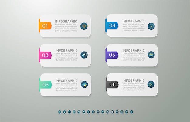 Design business template 6 options infographic for presentations. Premium Vector