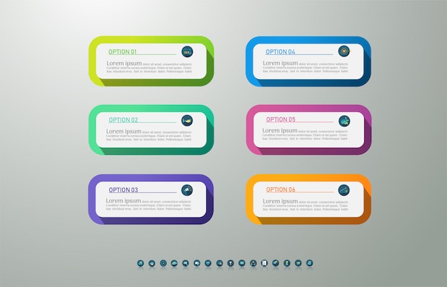 Design business template 6 options or steps infographic chart element. Premium Vector