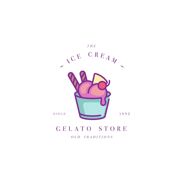 Download Free Design Colorful Template Logo Or Emblem Ice Cream Gelato Ice Use our free logo maker to create a logo and build your brand. Put your logo on business cards, promotional products, or your website for brand visibility.