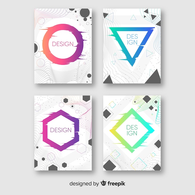 Design cover with colorful glitch effect Free Vector