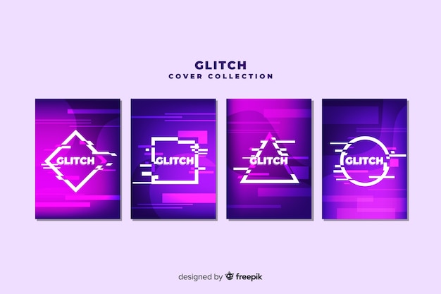 Design cover with colorful glitch effect Free Vector