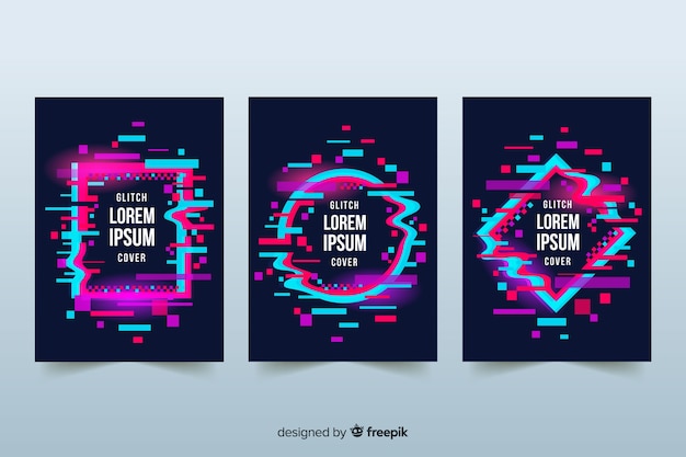 Design cover with colorful glitch effect Free Vector