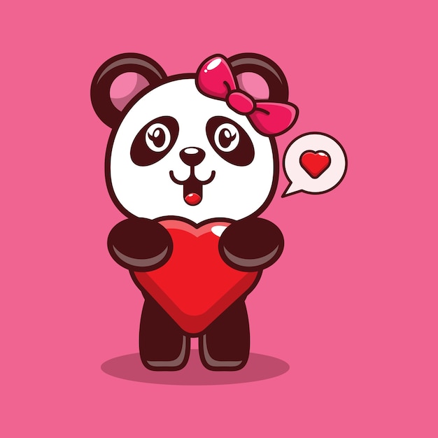 Premium Vector | Design of cute panda huging heart