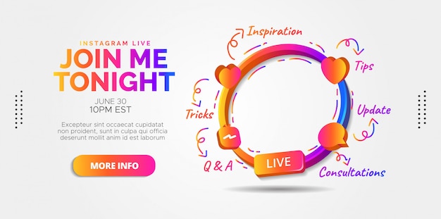Design instagram live streaming for your instagram promotions Premium Vector