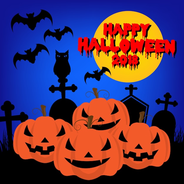 Download Design of Happy Halloween 2018 text Vector | Premium Download