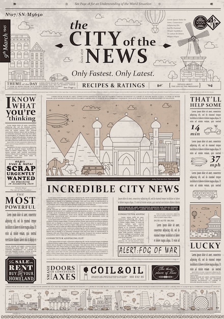 Premium Vector Design Of Old Vintage Newspaper Template