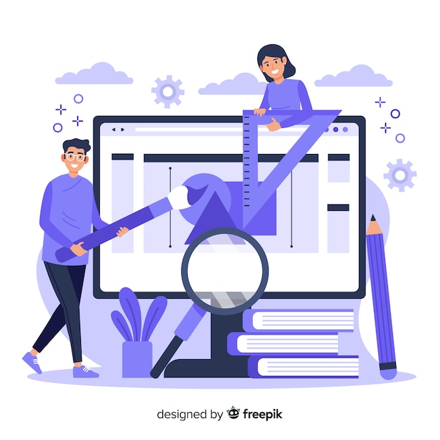 Design process landing page concept Free Vector