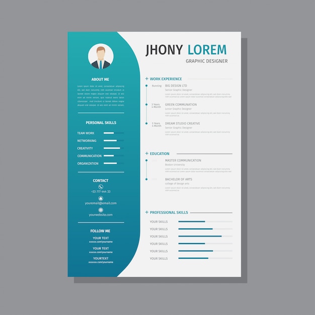 Premium Vector Design Resume Template Cv Displaying Your Profile Elegantly Vector