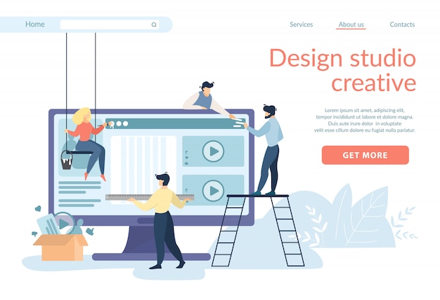 Designers creating site interface, ui, ux develop Premium Vector