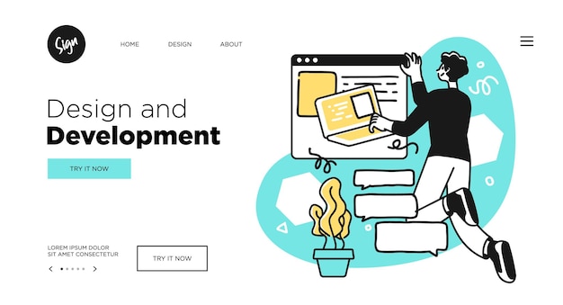 Premium Vector | Designing developing and programming technologies ...