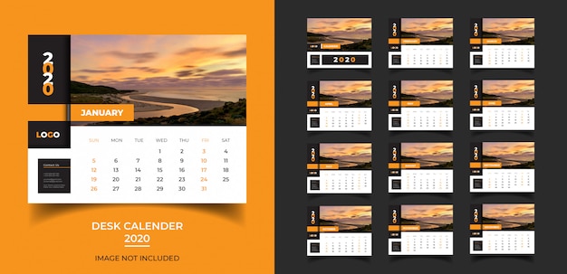 Desk Calendar For 2020 Template Premium Vector