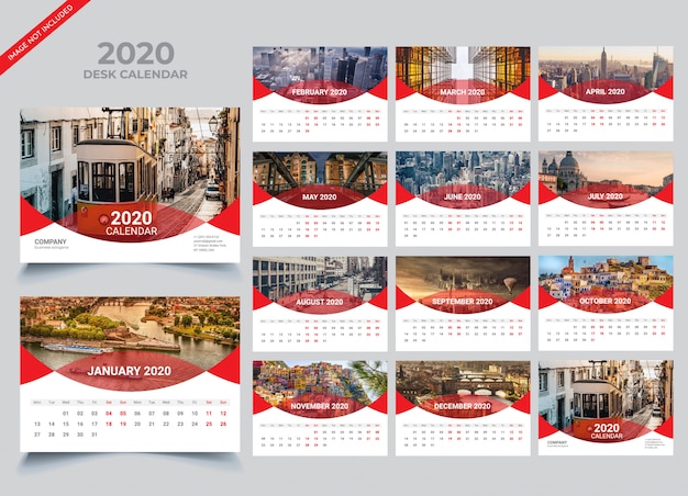 Desk Calendar 2020 Template Premium Vector