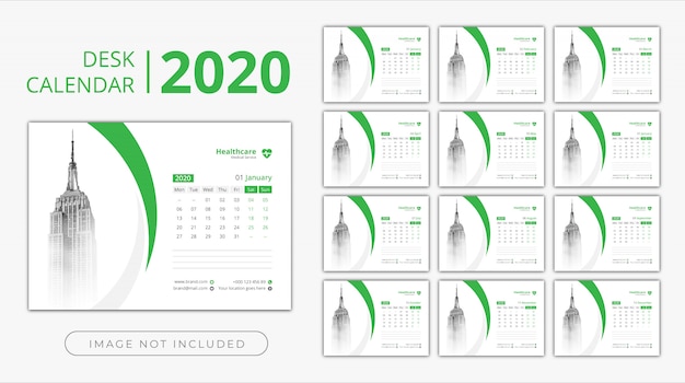 Desk calendar 2020 Premium Vector