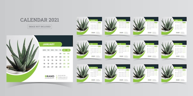 Desk calendar 2021 Premium Vector