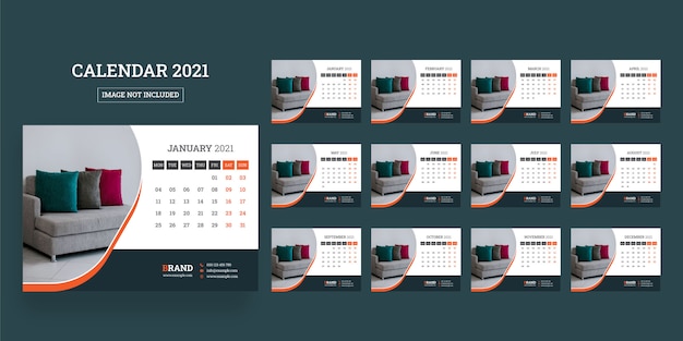 Desk calendar 2021 Premium Vector