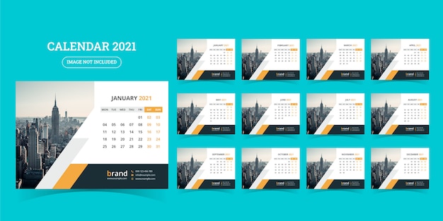 卓上カレンダーのデザイン21テンプレート12か月のセット 週は月曜日に始まり プレミアムベクター