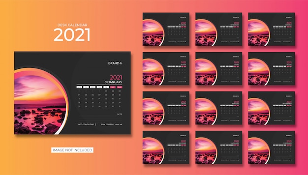 Desk calendar,table calendar 2021 Premium Vector
