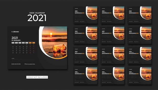 Desk calendar,table calendar 2021 Premium Vector