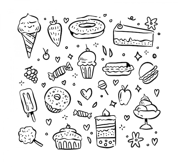 Premium Vector Dessert Doodle Set