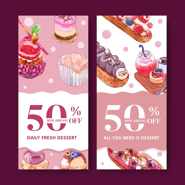 Download Free Download This Free Vector Dessert Flyer Design With Cupcake Bread Creative Element Watercolor Isolated Illustration Use our free logo maker to create a logo and build your brand. Put your logo on business cards, promotional products, or your website for brand visibility.