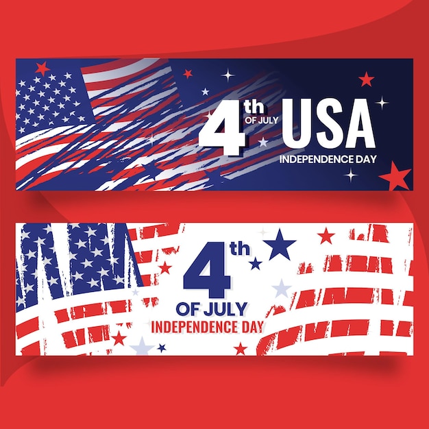 Detailed 4th of july - independence day banners set Free Vector