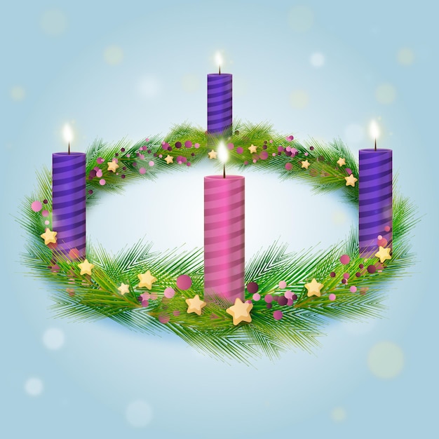 Premium Vector | Detailed advent wreath in flat design