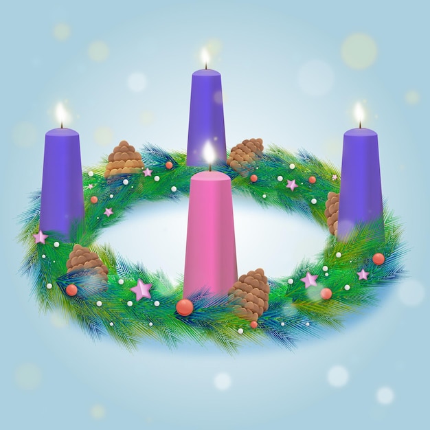 Premium Vector | Detailed advent wreath in flat design