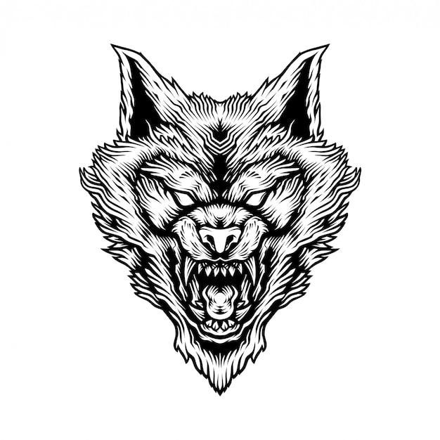 Premium Vector Detailed Angry Wolf Head Illustration