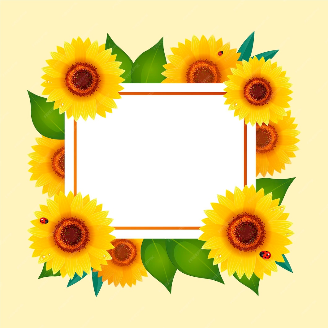 Free Vector | Detailed bloomed sunflower border