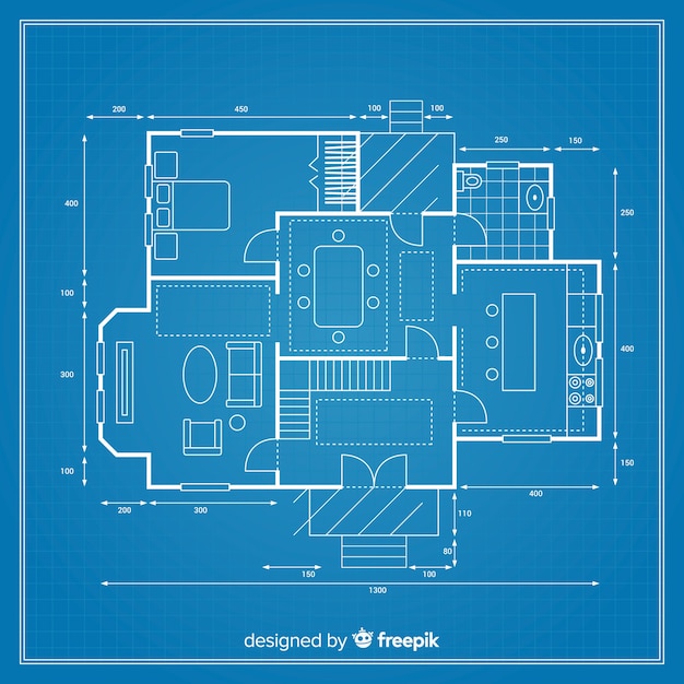 Detailed blueprint of a project for a house Vector Free 