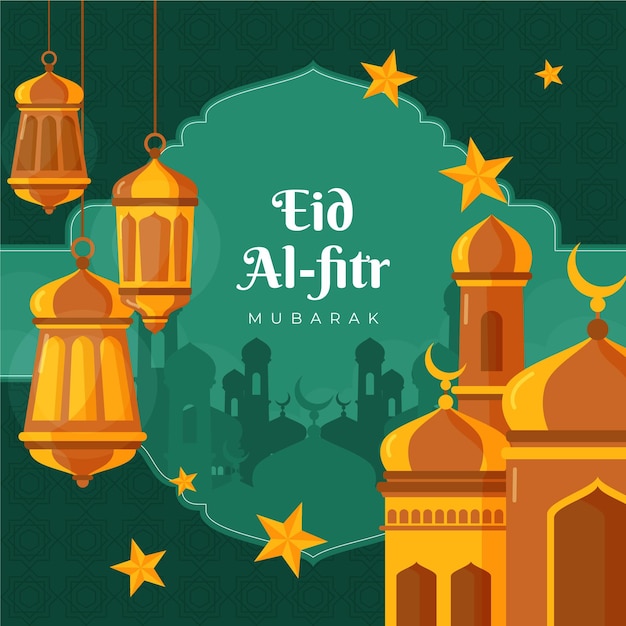 Free Vector Detailed Eid Al Fitr Hari Raya Aidilfitri Illustration