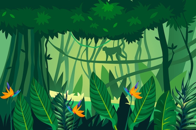 Free Vector | Detailed jungle background