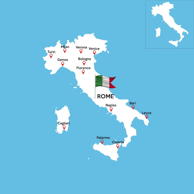 イタリアの詳細地図 プレミアムベクター