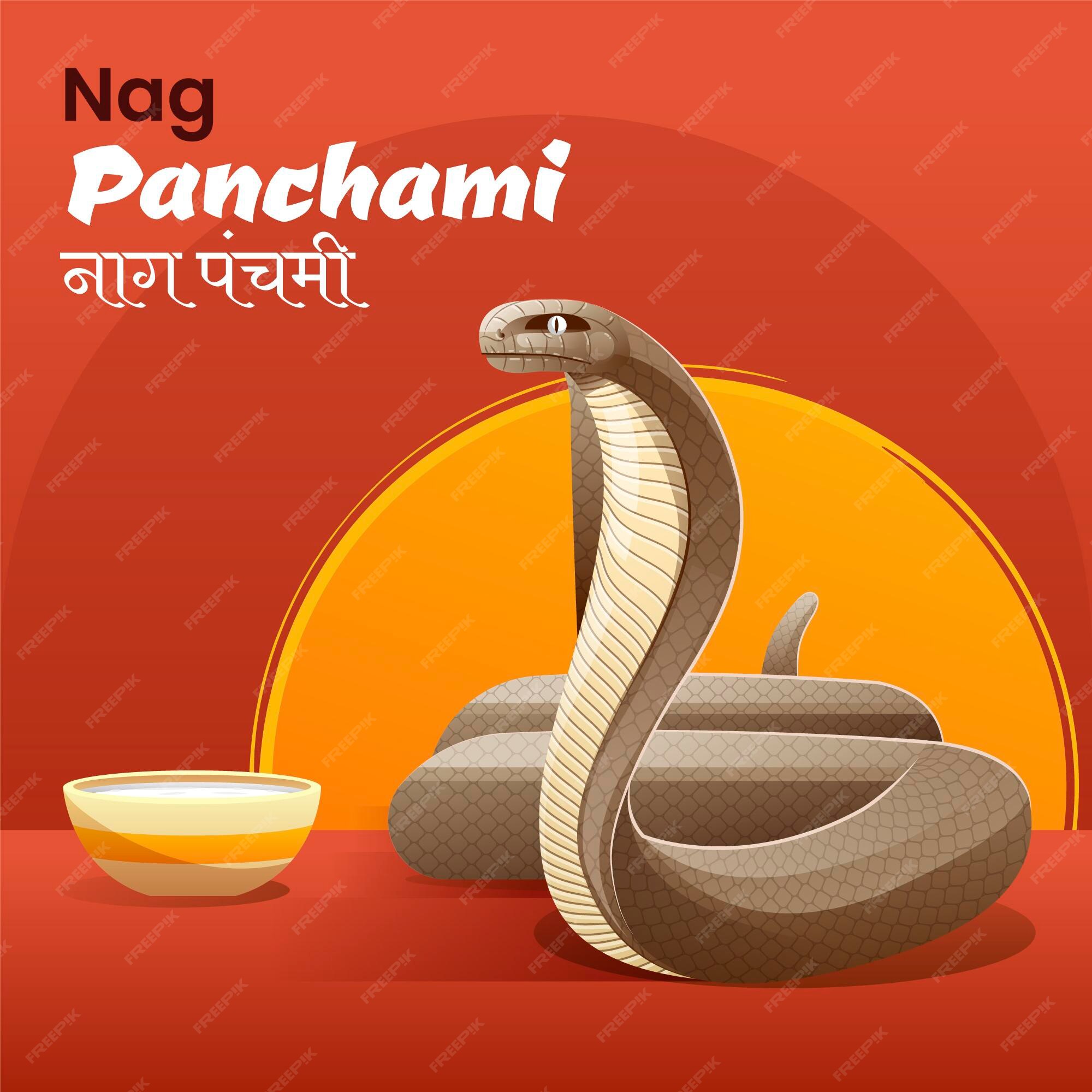 자세한 Nag Panchami 그림 프리미엄 벡터