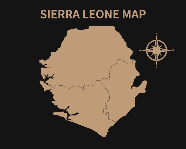 Premium Vector | Detailed old vintage map of sierra leone with compass ...