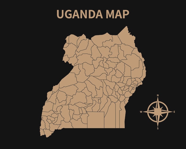 Premium Vector | Detailed old vintage map of uganda with compass and ...