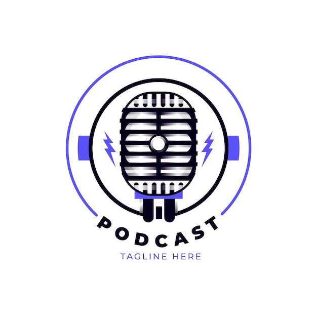 Free Vector | Detailed podcast logo template with microphone