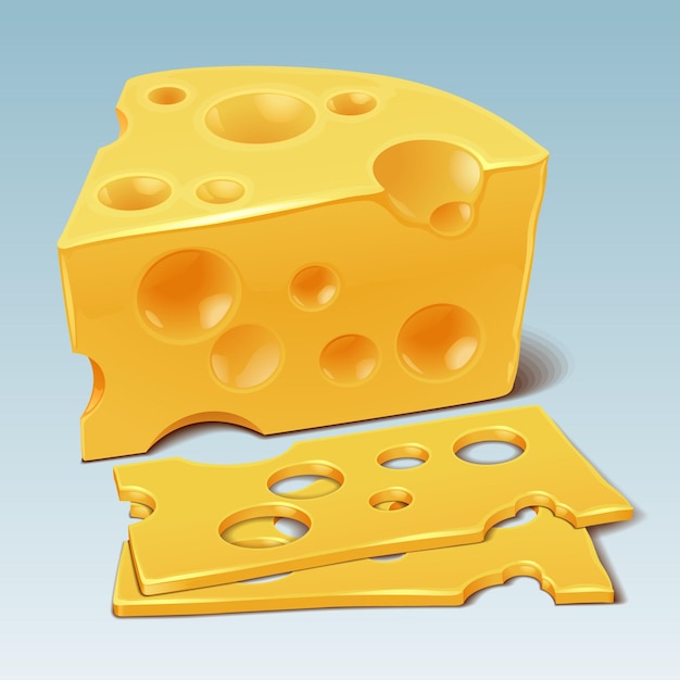 Premium Vector Detailed realistic cheese vector illustration