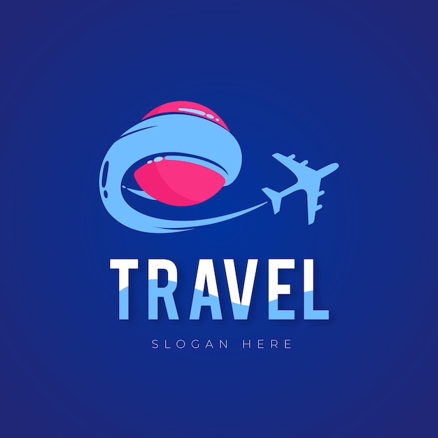 Detailed travel logo with airplane | Free Vector
