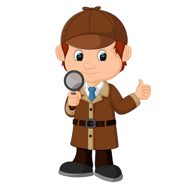 Premium Vector Detective Boy Cartoon With Magnifying Glass