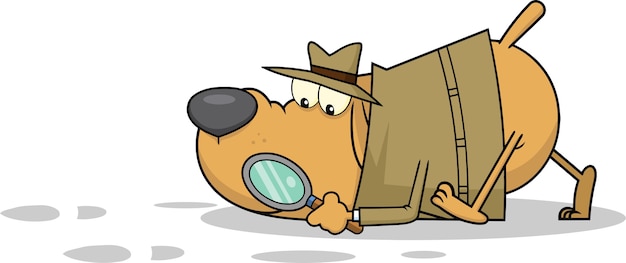 Premium Vector Detective Dog Cartoon Character Following A Clues