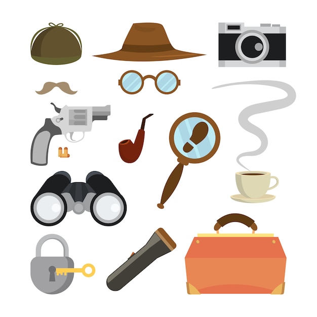 Premium Vector Detective Items