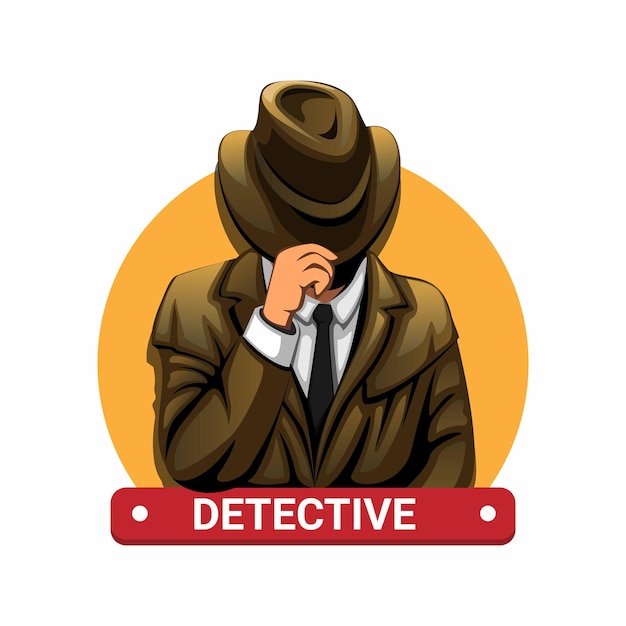 Premium Vector Detective with hat character concept in cartoon