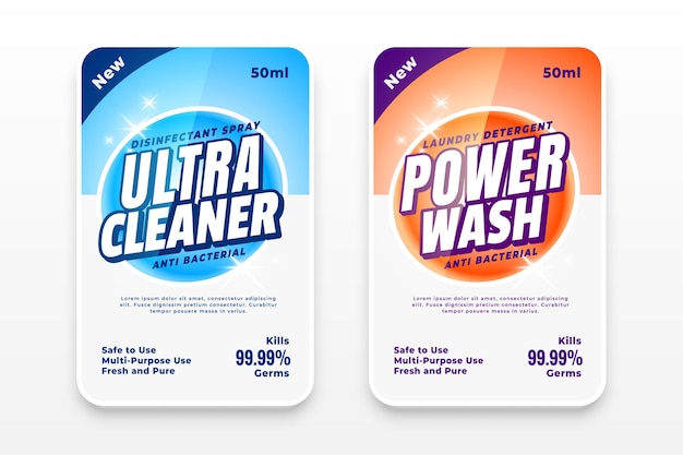 Free Vector | Detergent labels or disinfectant stickers set