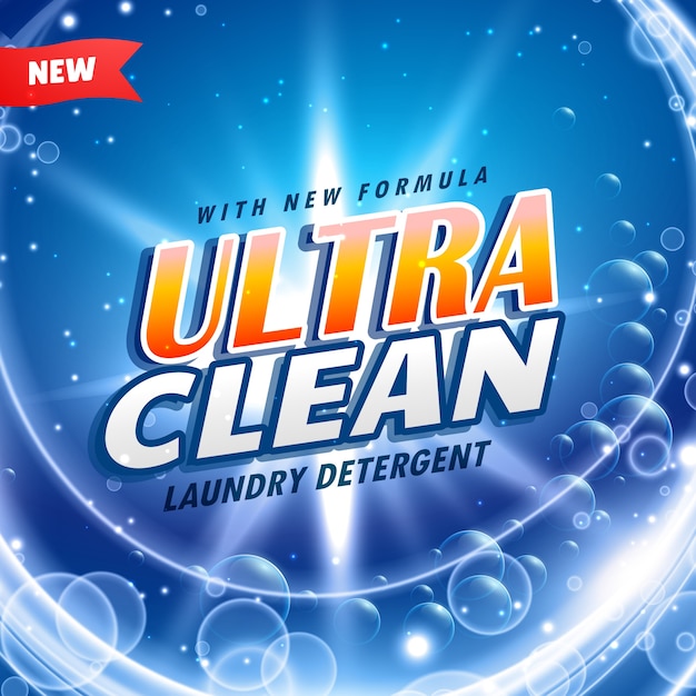 Detergent packaging design with bubbles | Premium Vector