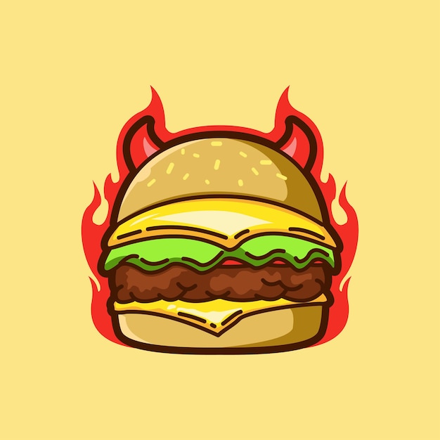 Premium Vector Devil Burger Fast Food Meal