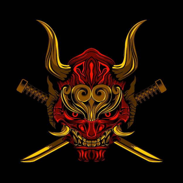 Devil evil ronin samurai Vector | Premium Download