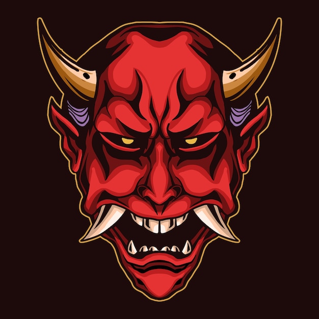 Premium Vector | Devil head red isolated on dark