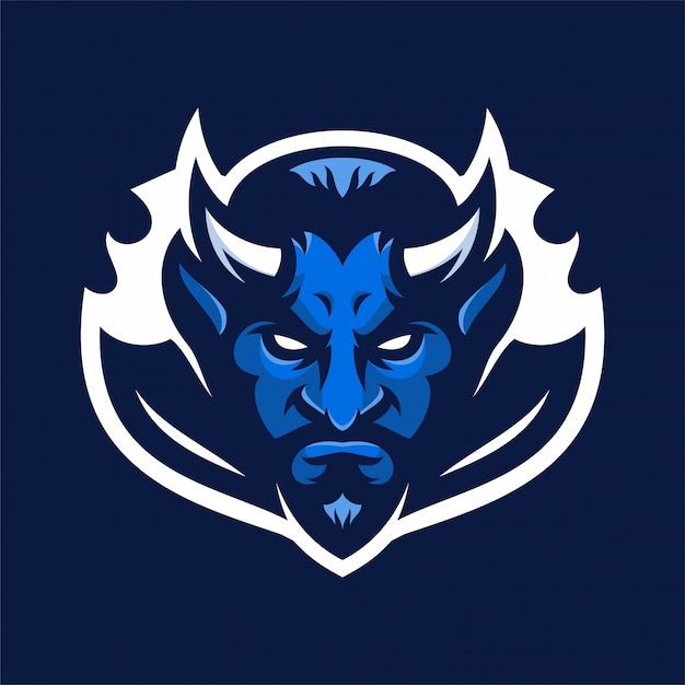 Devil mascot head sport logo | Premium Vector