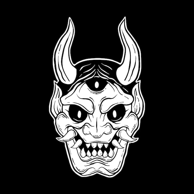 Premium Vector | Devil mask with hand drawing style free vector